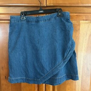 White House Black Market Blue Denim Wrap Mini Skirt